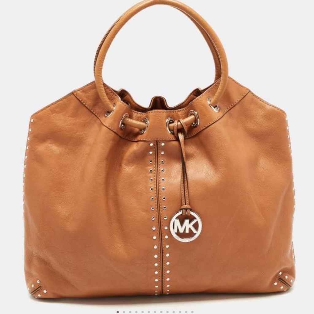 Michael Michael Kors Brown Leather Aster Studded Ring Tote